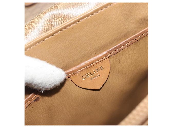 16 Céline Borsa a tracolla CELINE in tela Macadam PVC Beige Oro Auth 194609 D'oro - vista 18