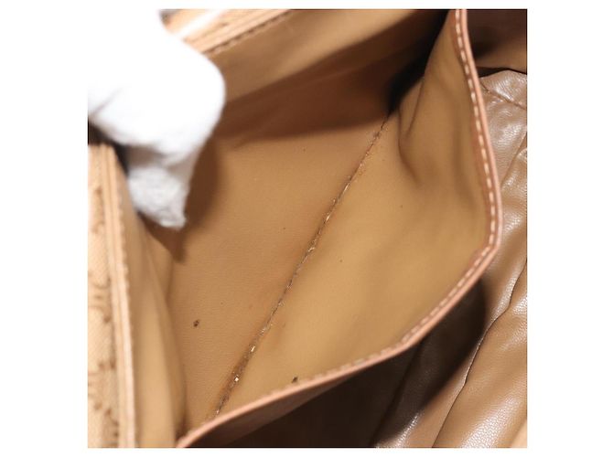 16 Céline Borsa a tracolla CELINE in tela Macadam PVC Beige Oro Auth 194609 D'oro - vista 21