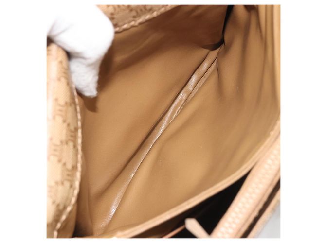 16 Céline Borsa a tracolla CELINE in tela Macadam PVC Beige Oro Auth 194609 D'oro - vista 22