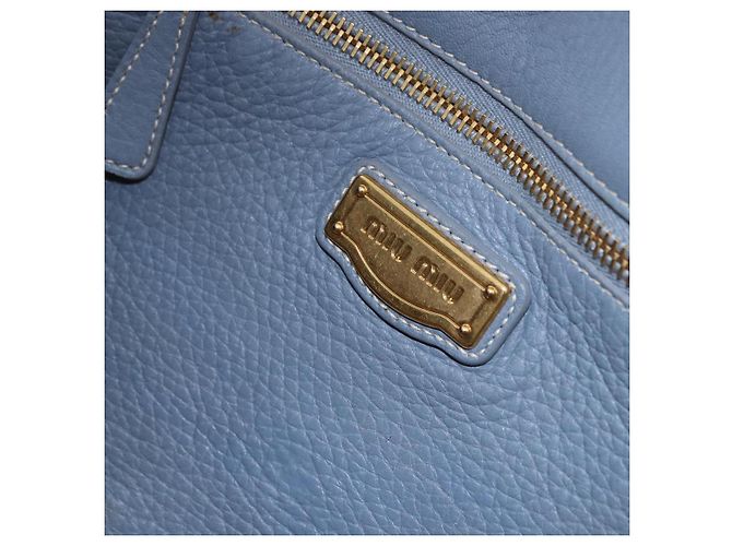 Miu Miu Handtasche aus Leder 2way Hellblau mit Goldton Auth 192784A - Ansicht 22