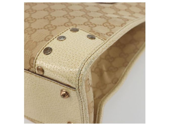 Borsa GUCCI GG Canvas Beige Bronzo 124260 Auth ep15404 - vista 9