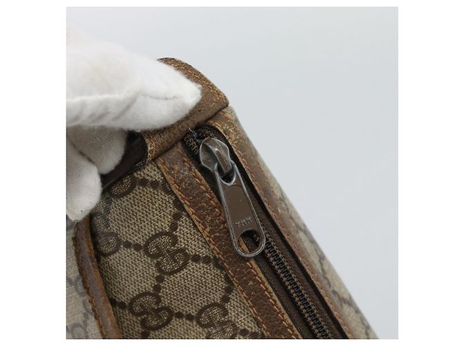 Borsa a tracolla GUCCI GG Supreme Web Sherry Line in PVC e pelle Beige Oro Auth ka5390 - vista 10
