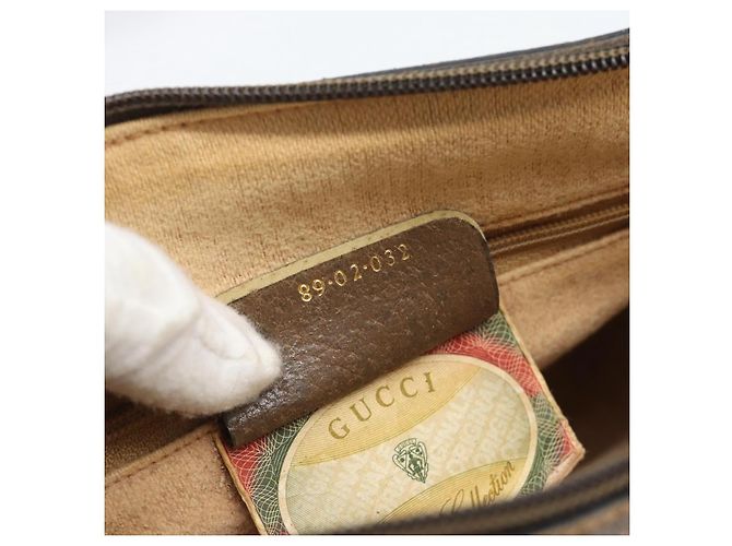 Borsa a tracolla GUCCI GG Supreme Web Sherry Line in PVC e pelle Beige Oro Auth ka5390 - vista 12