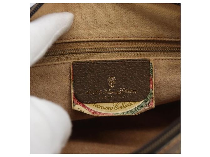 Borsa a tracolla GUCCI GG Supreme Web Sherry Line in PVC e pelle Beige Oro Auth ka5390 - vista 17