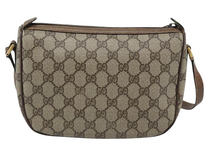 Borsa a tracolla GUCCI GG Supreme Web Sherry Line in PVC e pelle Beige Oro Auth ka5390 - vista 2