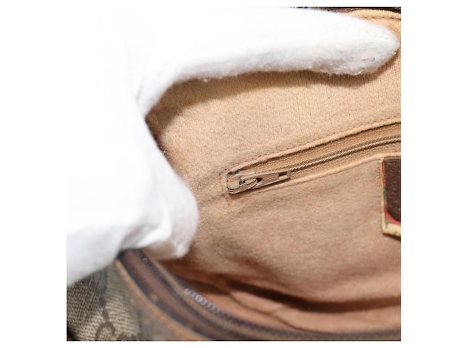 Borsa a tracolla GUCCI GG Supreme Web Sherry Line in PVC e pelle Beige Oro Auth ka5390 - vista 20
