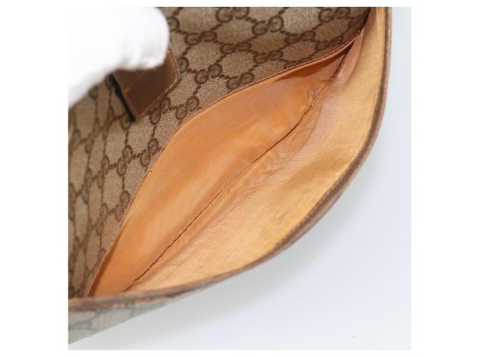 Borsa a tracolla GUCCI GG Supreme Web Sherry Line in PVC e pelle Beige Oro Auth ka5390 - vista 22