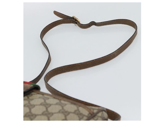 Borsa a tracolla GUCCI GG Supreme Web Sherry Line in PVC e pelle Beige Oro Auth ka5390 - vista 8