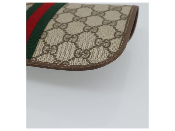 GUCCI GG Supreme Web Sherry Line Pouch PVC Beige Oro 89 01 021 Auth 194021A D'oro - vista 15