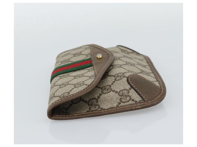 GUCCI GG Supreme Web Sherry Line Pouch PVC Beige Oro 89 01 021 Auth 194021A D'oro - vista 3