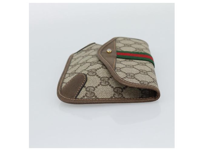 GUCCI GG Supreme Web Sherry Line Pouch PVC Beige Oro 89 01 021 Auth 194021A D'oro - vista 4