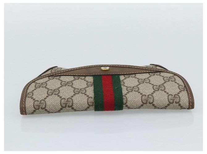 GUCCI GG Supreme Web Sherry Line Pouch PVC Beige Oro 89 01 021 Auth 194021A D'oro - vista 5