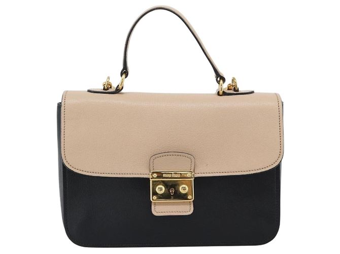 Borsa Miu Miu Ready lock in pelle 2way Nera Oro Auth am12067V Nero D'oro - vista 13