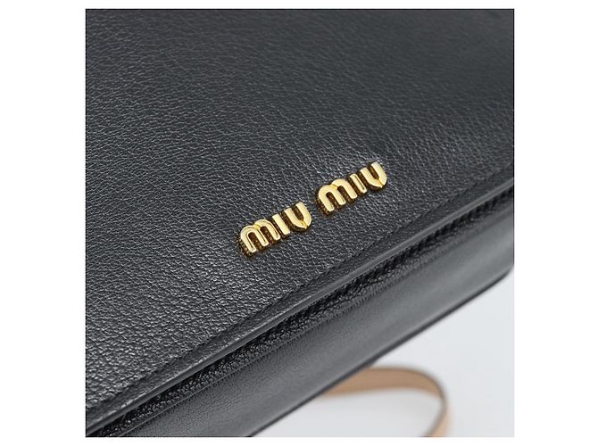 Borsa Miu Miu Ready lock in pelle 2way Nera Oro Auth am12067V Nero D'oro - vista 18