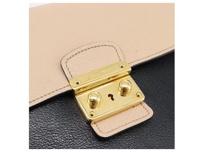 Borsa Miu Miu Ready lock in pelle 2way Nera Oro Auth am12067V Nero D'oro - vista 19