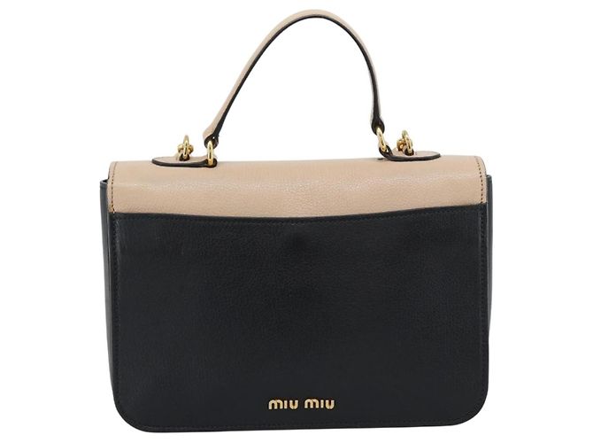 Borsa Miu Miu Ready lock in pelle 2way Nera Oro Auth am12067V Nero D'oro - vista 2