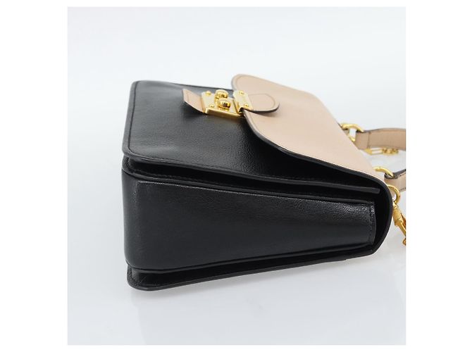 Borsa Miu Miu Ready lock in pelle 2way Nera Oro Auth am12067V Nero D'oro - vista 4