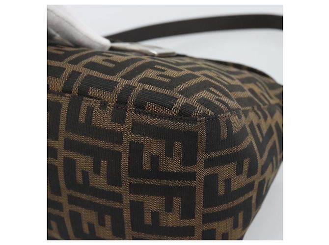 FENDI Zucca Canvas Mamma Baguette Borsa a Spalla Marrone Nero Auth 193086V - vista 14