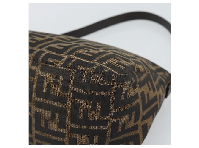 FENDI Zucca Canvas Mamma Baguette Borsa a Spalla Marrone Nero Auth 193086V - vista 16