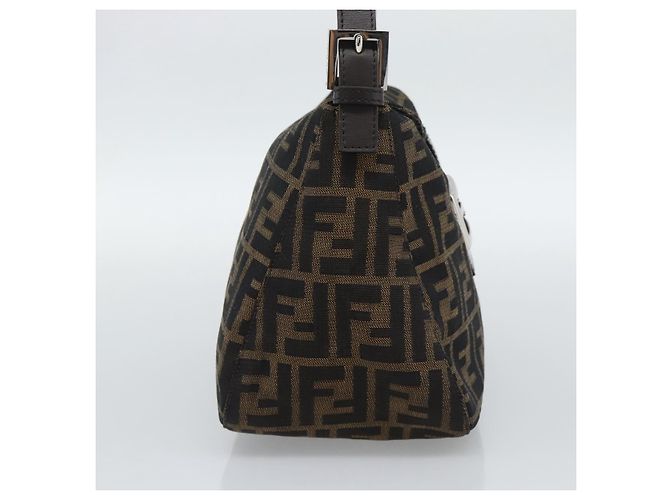 FENDI Zucca Canvas Mamma Baguette Borsa a Spalla Marrone Nero Auth 193086V - vista 3