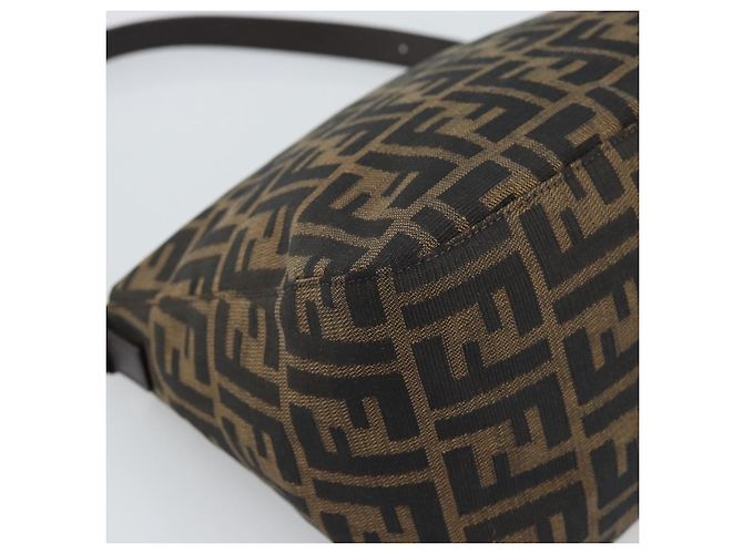 FENDI Zucca Canvas Mamma Baguette Borsa a Spalla Marrone Nero Auth 193086V - vista 9