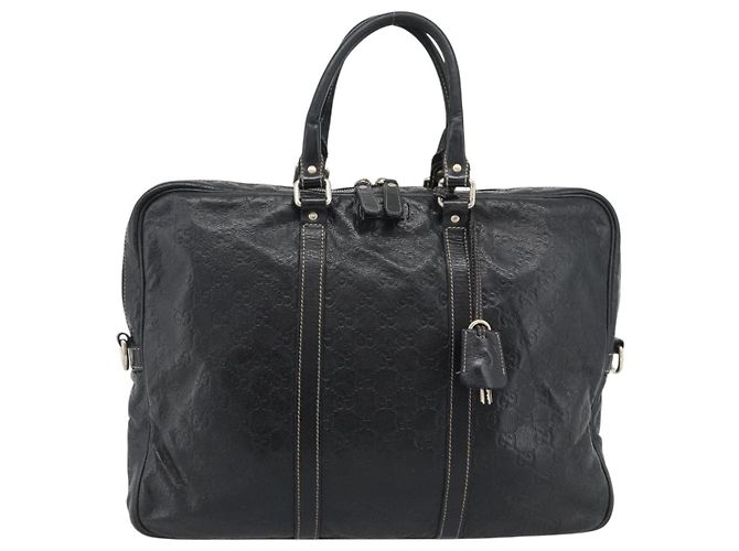 Padlock Borsa GUCCI GG Canvas Guccissima in Pelle 2way Nero Oro 201480 Auth 193998 D'oro - vista 13
