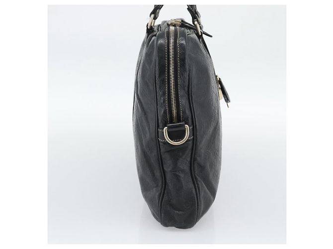 Padlock Borsa GUCCI GG Canvas Guccissima in Pelle 2way Nero Oro 201480 Auth 193998 D'oro - vista 3