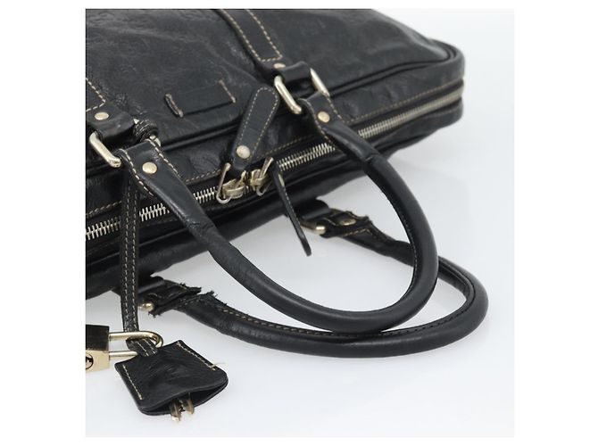 Padlock Borsa GUCCI GG Canvas Guccissima in Pelle 2way Nero Oro 201480 Auth 193998 D'oro - vista 7
