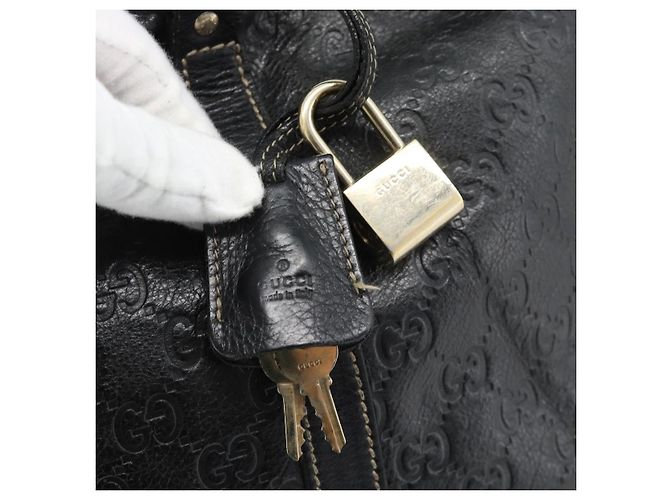 Padlock Borsa GUCCI GG Canvas Guccissima in Pelle 2way Nero Oro 201480 Auth 193998 D'oro - vista 9