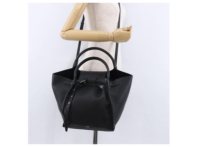 Céline CELINE Big Bag Small Leather 2way Black Silver Auth 193536V Nero Argento - vista 23