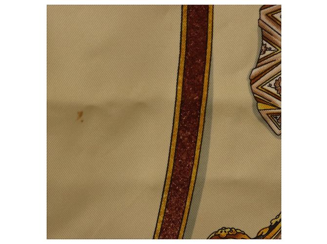 Hermès Sciarpa HERMES Carre 90 in seta beige Auth 193213 - vista 13