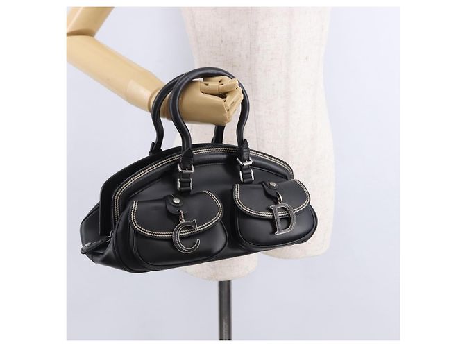 Borsa Christian Dior in pelle nera argento Auth ka5389M Nero - vista 24