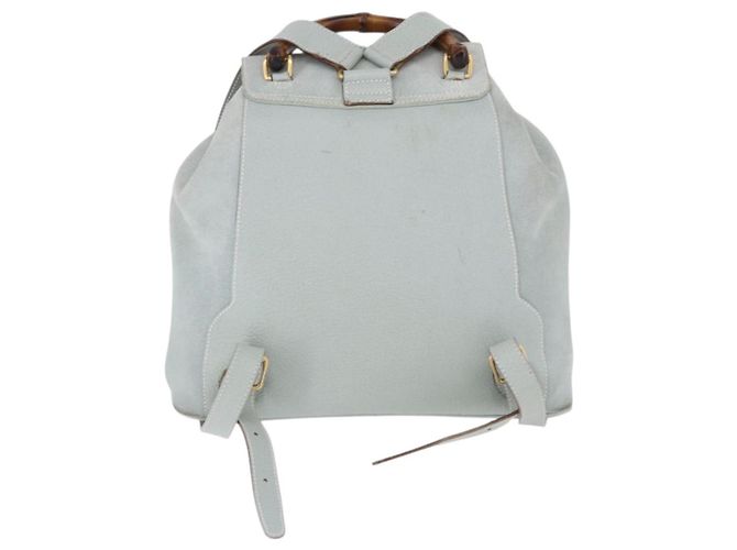 GUCCI Bamboo Rucksack Wildleder Hellblau Gold 003 2058 0016 Auth hk3985 - Ansicht 2