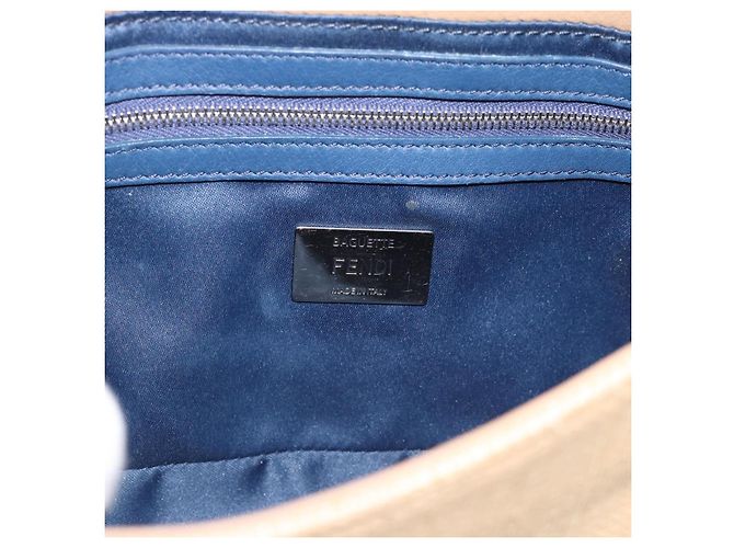 FENDI Mamma Baguette Schultertasche aus Stroh Beige Silber Authentisch 189247SM - Ansicht 21
