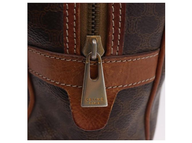 Céline CELINE Macadam Canvas Hand Bag PVC Leather Brown Gold Auth 193555 Golden - view 10