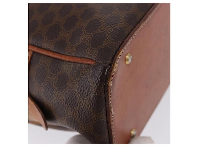 Céline CELINE Macadam Canvas Hand Bag PVC Leather Brown Gold Auth 193555 Golden - view 14