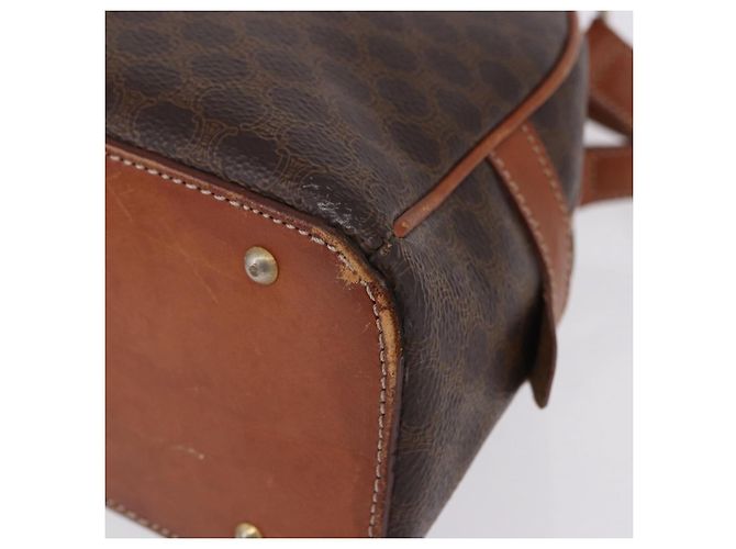 Céline CELINE Macadam Canvas Hand Bag PVC Leather Brown Gold Auth 193555 Golden - view 15