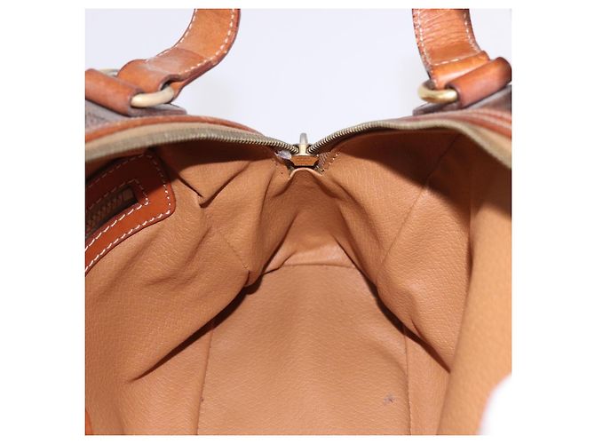 Céline CELINE Macadam Canvas Hand Bag PVC Leather Brown Gold Auth 193555 Golden - view 18