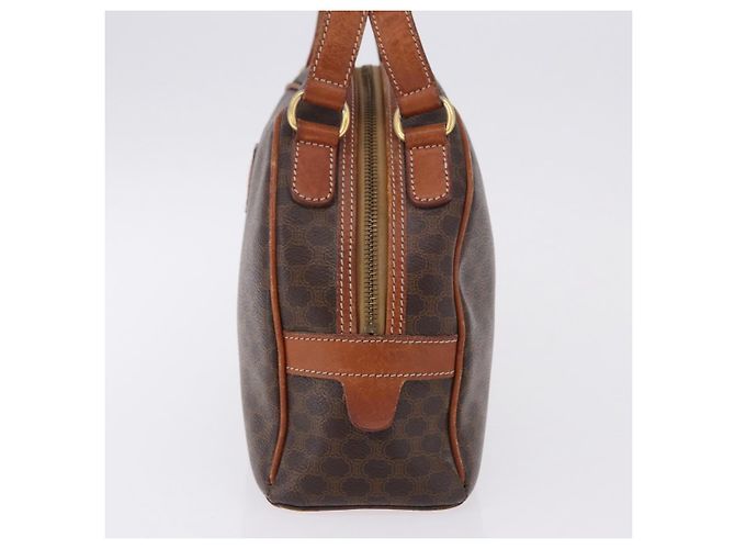Céline CELINE Macadam Canvas Hand Bag PVC Leather Brown Gold Auth 193555 Golden - view 3