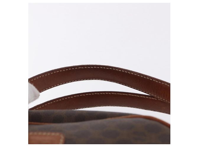 Céline CELINE Macadam Canvas Hand Bag PVC Leather Brown Gold Auth 193555 Golden - view 8