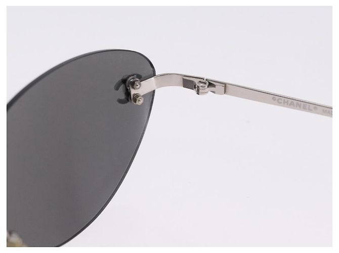 Gafas de sol CHANEL Metal Silver CC Auth yk20671 Plata - vista 14