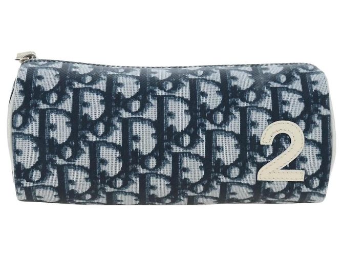 Christian Dior Trotter Canvas Pouch PVC Navy Silver Auth 191849V Silber Marineblau - Ansicht 13