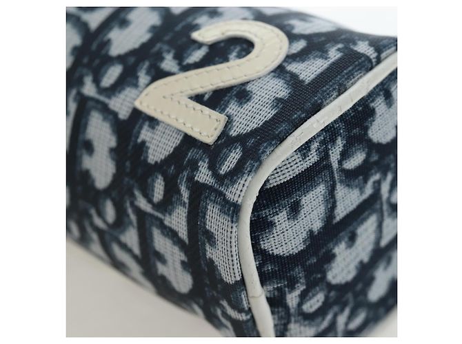 Christian Dior Trotter Canvas Pouch PVC Navy Silver Auth 191849V Silber Marineblau - Ansicht 14