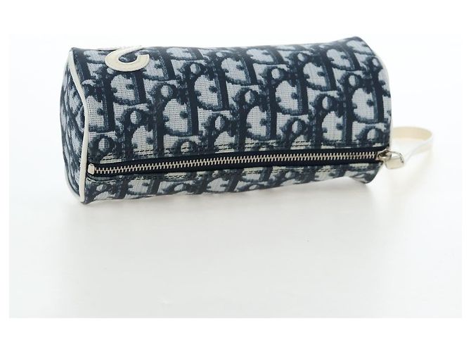 Christian Dior Trotter Canvas Pouch PVC Navy Silver Auth 191849V Silber Marineblau - Ansicht 5