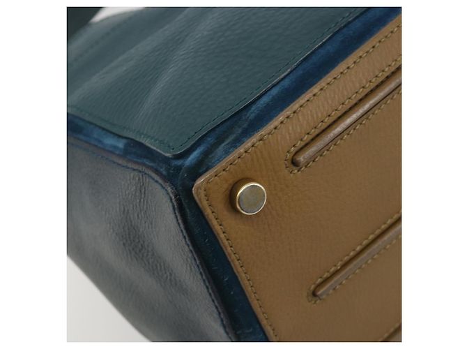 SAINT LAURENT Borsa in Pelle Navy Beige 197149 Auth 192695A Blu navy - vista 16