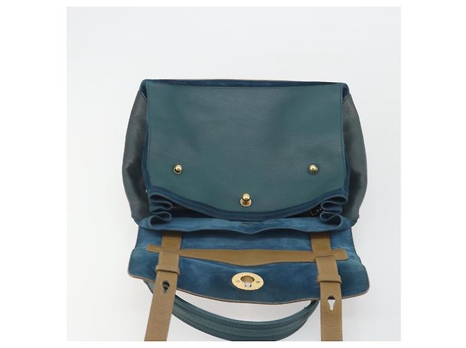 SAINT LAURENT Borsa in Pelle Navy Beige 197149 Auth 192695A Blu navy - vista 18