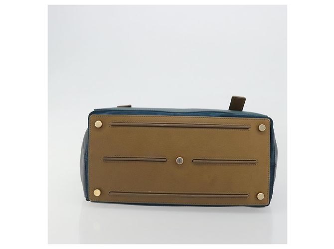 SAINT LAURENT Borsa in Pelle Navy Beige 197149 Auth 192695A Blu navy - vista 5