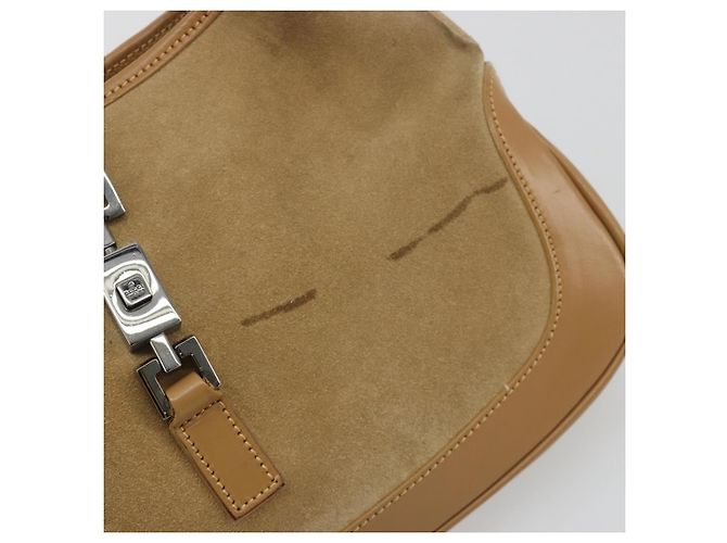 Borsa a tracolla GUCCI Jackie in scamosciato beige argento 001 3735 Auth 193141A - vista 10