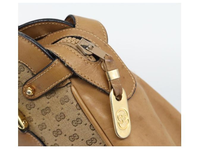 Borsa GUCCI Micro GG Canvas Beige Oro Auth ki6766 D'oro - vista 10