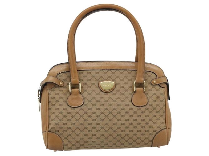 Borsa GUCCI Micro GG Canvas Beige Oro Auth ki6766 D'oro - vista 13